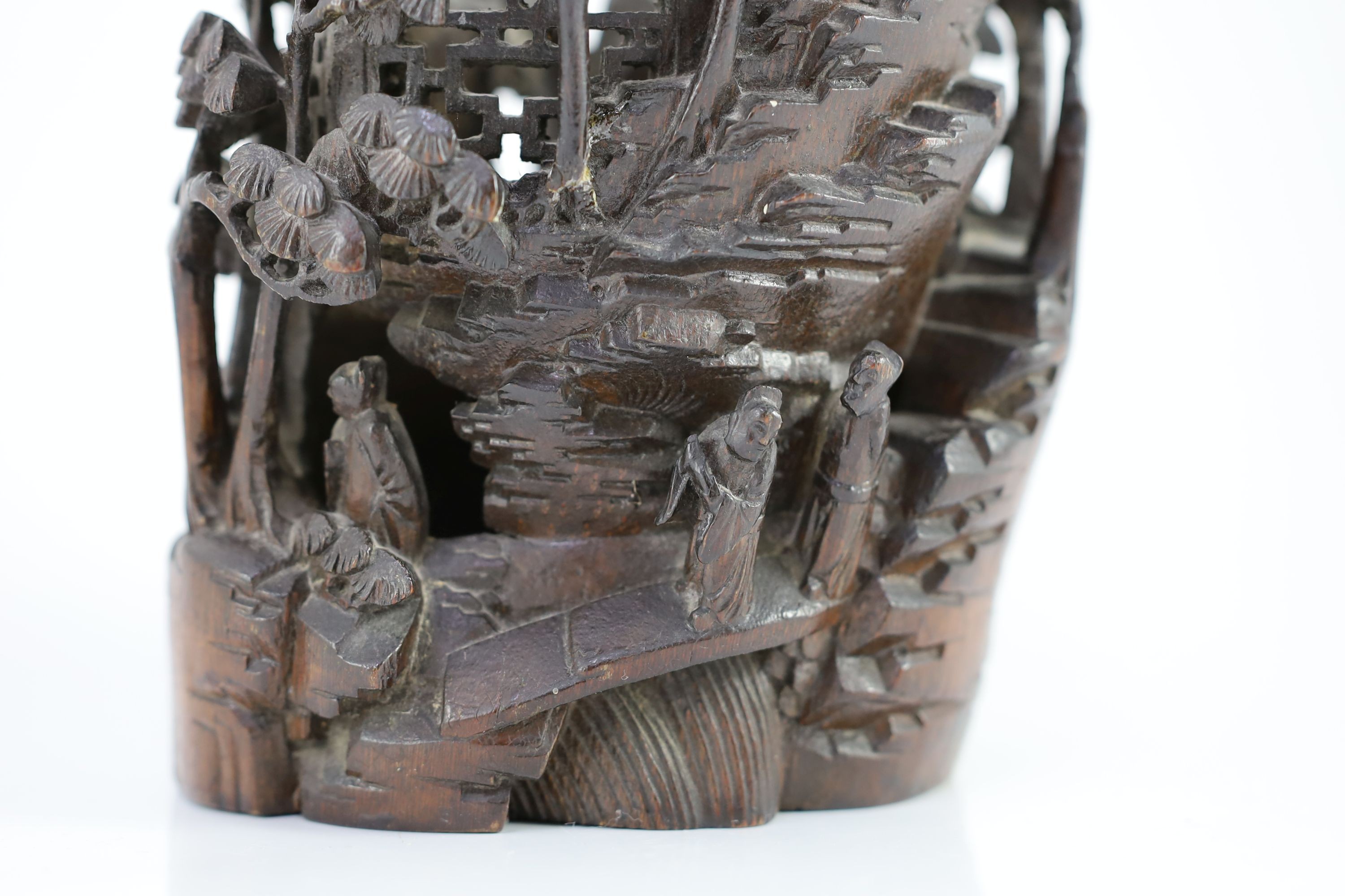 A Chinese bamboo model of a pavilion, 19th century, 37cm high, small losses